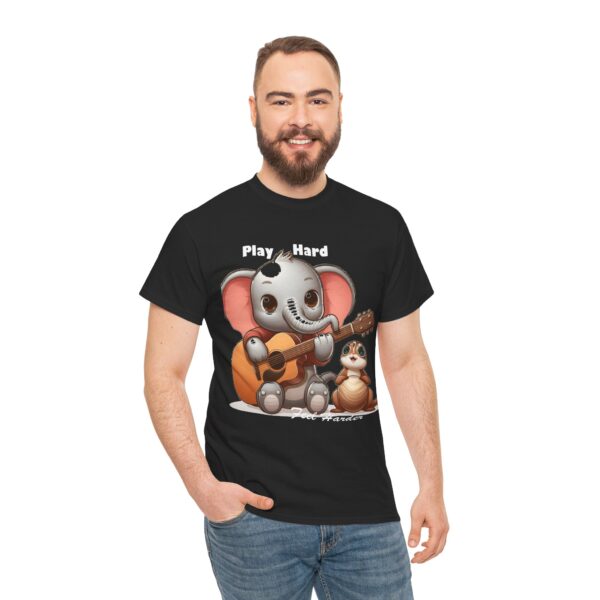 Playful Elephant Unisex Heavy Cotton Tee, Cute Animal Shirt, Fun Music Tee, Gift for Kids & Adults, Casual Wear, Play Hard - Image 7