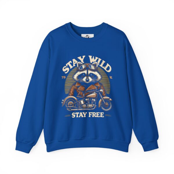 Stay Wild Raccoon Sweatshirt - Unisex Heavy Blend Crewneck, Perfect for Nature Lovers, Gift for Motorcycle Enthusiasts, Cozy Fashion - Image 10