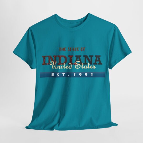 Indiana State Heavy Cotton Tee, Unisex Green T-Shirt for College, Gift, Travel, Vintage Style, Casual Wear - Image 9