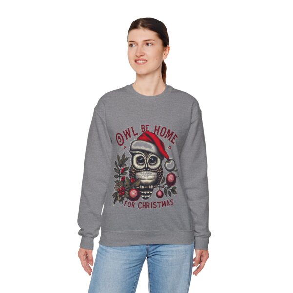 Owl Be Home for Christmas Crewneck Sweatshirt, Cozy Holiday Sweatshirt, Unisex Christmas Crew - Image 7