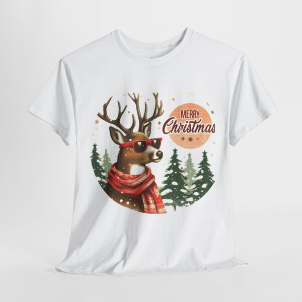 Merry Christmas Deer Tee, Unisex Heavy Cotton Tee, Holiday T-Shirt, Christmas Gift, Festive Apparel - Image 2