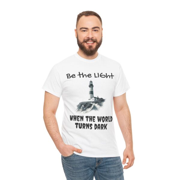Light House Tee, Motivational Unisex T-Shirt, Be the Light in the Dark, Lighthouse Graphic Shirt, Inspirational Cotton Tee - Image 2