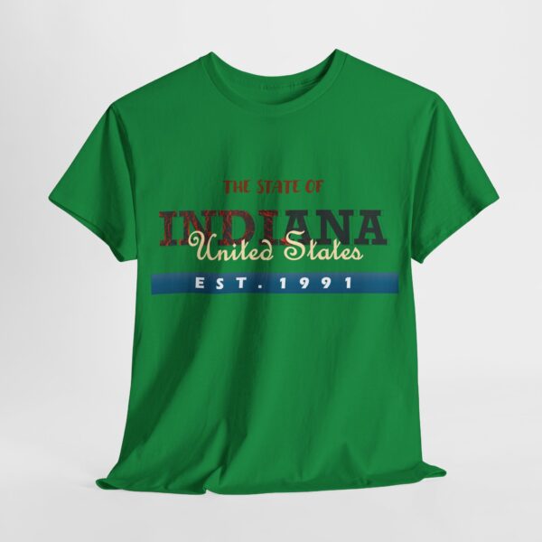 Indiana State Heavy Cotton Tee, Unisex Green T-Shirt for College, Gift, Travel, Vintage Style, Casual Wear - Image 3