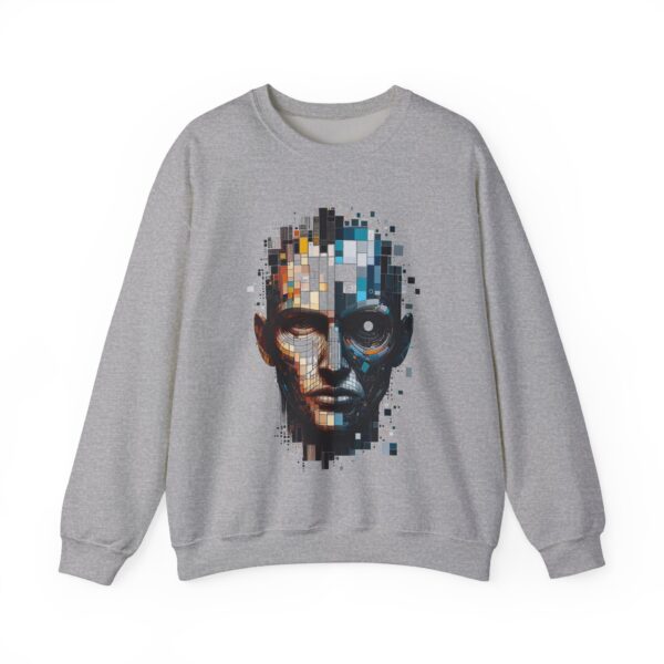 Pixelated Face Crewneck Sweatshirt, Trendy Streetwear, Gift for Art Lovers, Unisex Apparel, Perfect for Everyday Wear - Image 7