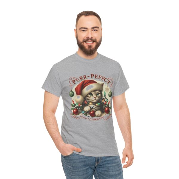Purr-fect Christmas Cat Tee, Funny Holiday Shirt, Gift for Cat Lovers, Unisex Cotton T-Shirt - Image 7