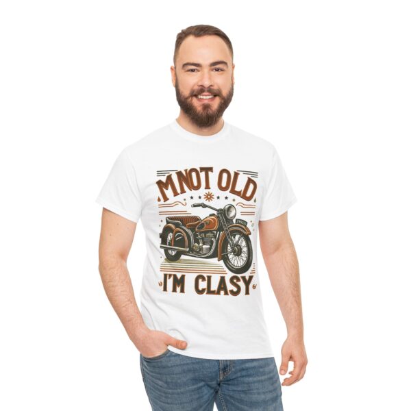 Vintage Motorcycle Tee - Not Old I am Clasy, Funny Gift for Bikers, Unisex Cotton T-Shirt for Birthdays, Father's Day, Casual Wear - Image 7