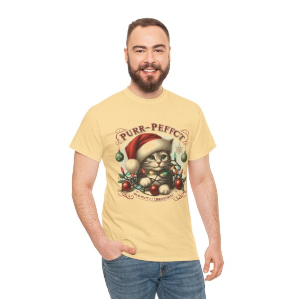 Purr-fect Christmas Cat Tee, Funny Holiday Shirt, Gift for Cat Lovers, Unisex Cotton T-Shirt - Image 8