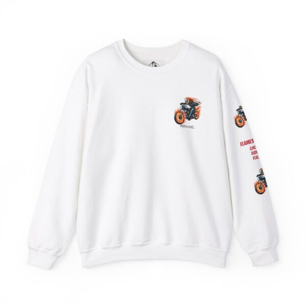 Ghost Rider Fire Bike Crewneck Sweatshirt, Motorcycle Flames Jumper, Gothic Biker Top - Image 4