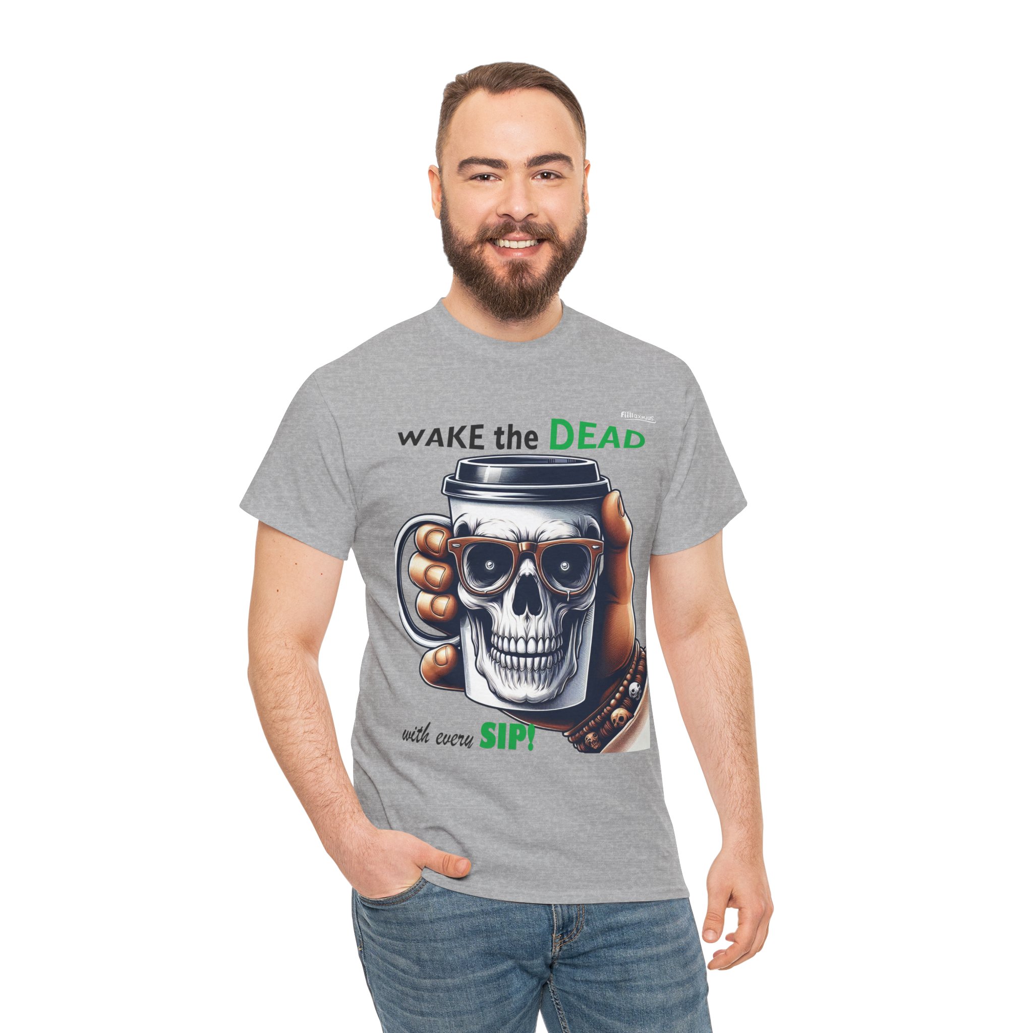 Wake the Dead Skull Tee, Spooky Coffee Shirt, Halloween Gift, Unisex Graphic Tee - Image 17
