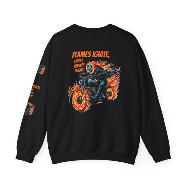 Ghost Rider Fire Bike Crewneck Sweatshirt, Motorcycle Flames Jumper, Gothic Biker Top - Image 6