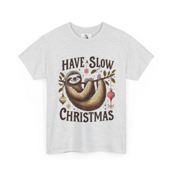 Sloth Christmas Tee - Have a Slow Christmas Shirt, Holiday Gift, Cozy Casual Wear, Animal Tee - Image 2