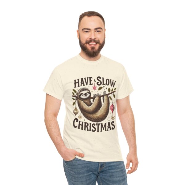 Sloth Christmas Tee - Have a Slow Christmas Shirt, Holiday Gift, Cozy Casual Wear, Animal Tee - Image 7
