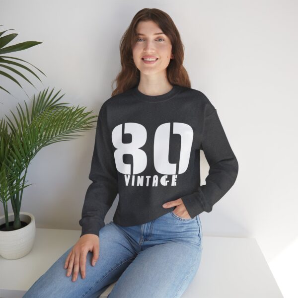 Vintage 80 Graphic Unisex Crewneck Sweatshirt, Retro Pullover Jumper, Number Eighty Sweater, Men