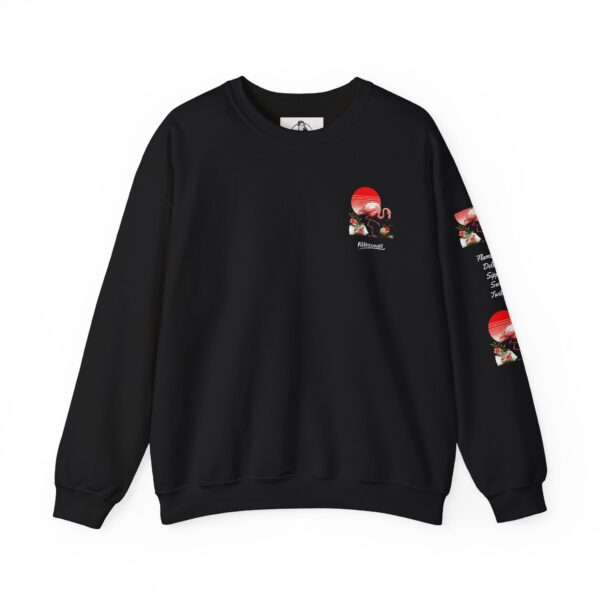 Flamingo Crewneck Sweatshirt, Tropical Bird Cartoon Graphic Tee, Beach Clothes, Coconut Drink Top - Image 2