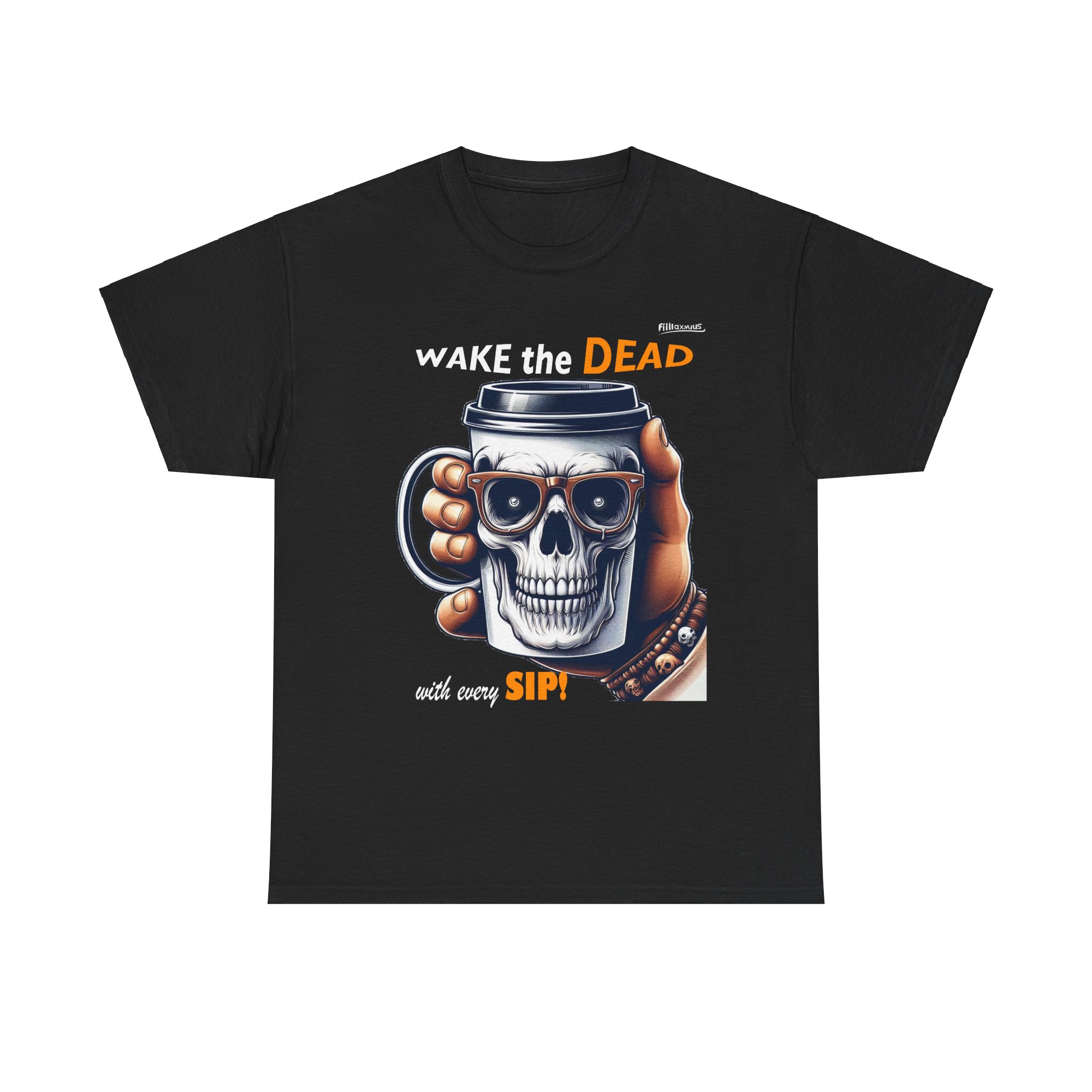 Wake the Dead Skull Tee, Spooky Coffee Shirt, Halloween Gift, Unisex Graphic Tee