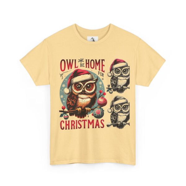 Owl Home for Christmas Tee, Cozy Winter Apparel, Holiday Gift for Owl Lovers, Cute Christmas Shirt - Image 4