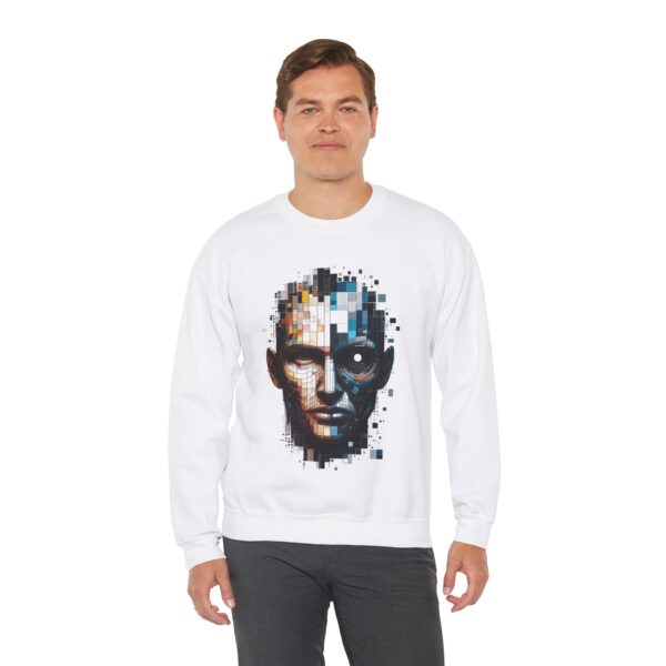 Pixelated Face Crewneck Sweatshirt, Trendy Streetwear, Gift for Art Lovers, Unisex Apparel, Perfect for Everyday Wear - Image 4