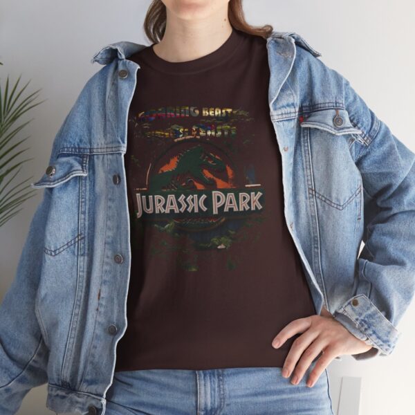 Jurassic Park Dinosaur Tee, Roaring Dino Shirt, Unisex Cotton T-Shirt, Gift for Paleontology Fans, Dinosaur Lover Tee - Image 4