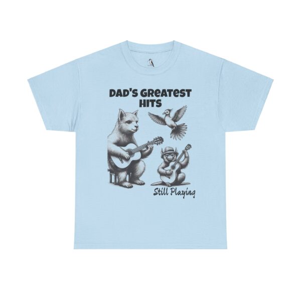 Dad's Greatest Hits Tee, Funny Gift for Dads, Music Lovers Shirt, Father's Day Apparel, Cat and Bird Design T-Shirt - Image 6