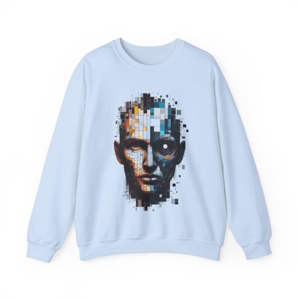 Pixelated Face Crewneck Sweatshirt, Trendy Streetwear, Gift for Art Lovers, Unisex Apparel, Perfect for Everyday Wear