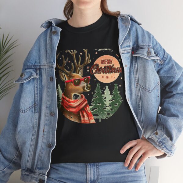 Merry Christmas Deer Tee, Unisex Heavy Cotton Tee, Holiday T-Shirt, Christmas Gift, Festive Apparel - Image 5