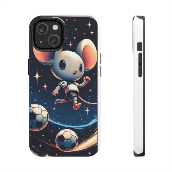 Space Mouse Soccer Phone Case - Trendy Tough Cases for Soccer Fans, Cute Animal Design, Kids Gift, Phone Accessories, Unique Cover