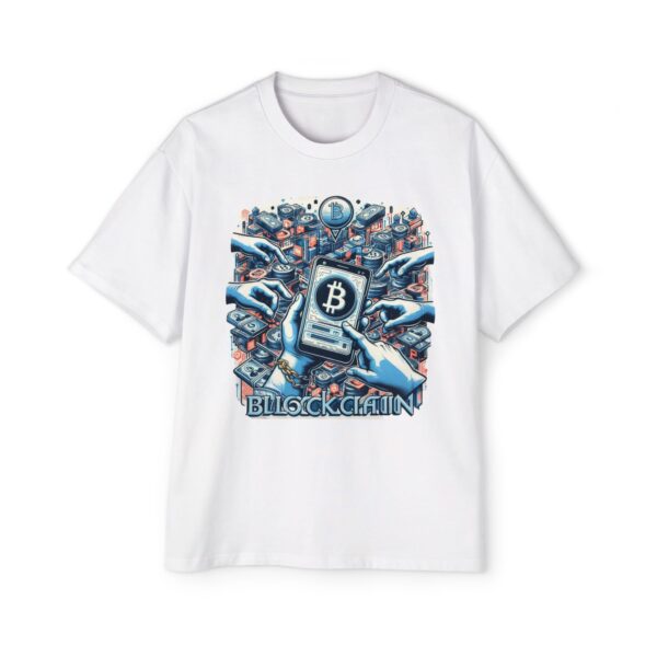 Bitcoin Block Chain Oversized Tee, Crypto Shirt, Gift for Men, Streetwear Fashion, Tech Enthusiast Apparel, Unique Graphic Tee - Image 4