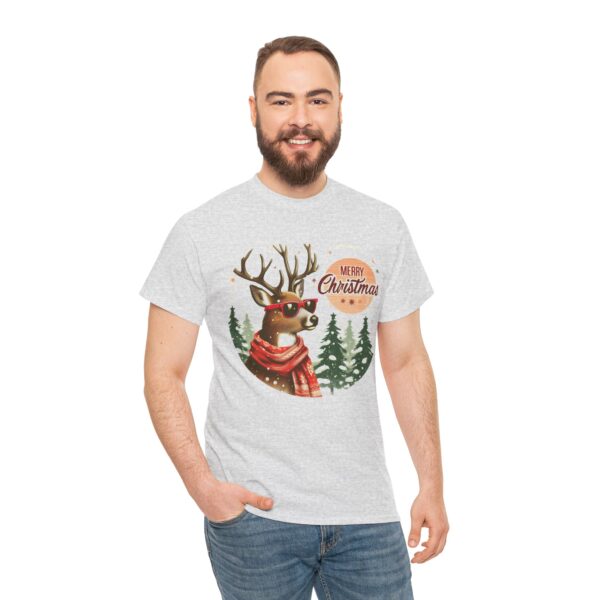 Merry Christmas Deer Tee, Unisex Heavy Cotton Tee, Holiday T-Shirt, Christmas Gift, Festive Apparel - Image 3