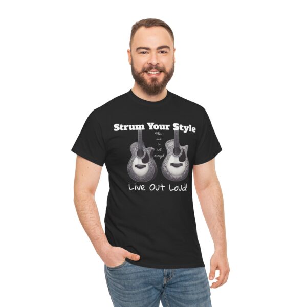 Guitar Lover's Unisex Heavy Cotton Tee - "Strum Your Style, Live Out Loud!" Perfect for Musicians, Gifts, Music Festivals, Concerts, Casual - Image 3