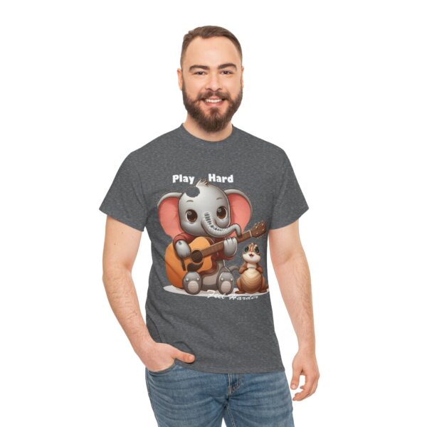 Playful Elephant Unisex Heavy Cotton Tee, Cute Animal Shirt, Fun Music Tee, Gift for Kids & Adults, Casual Wear, Play Hard - Image 10