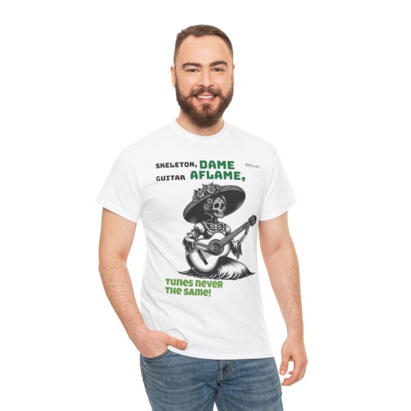 Skeleton Guitarist Unisex Tee, Halloween Shirt, Music Lover Gift, Día de los Muertos Fun, Casual Graphic Tee - Image 2