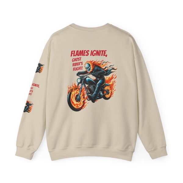 Ghost Rider Fire Bike Crewneck Sweatshirt, Motorcycle Flames Jumper, Gothic Biker Top