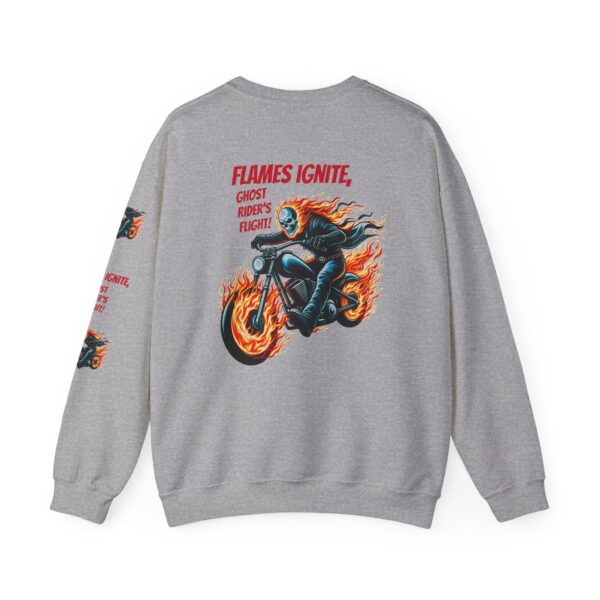Ghost Rider Fire Bike Crewneck Sweatshirt, Motorcycle Flames Jumper, Gothic Biker Top - Image 8