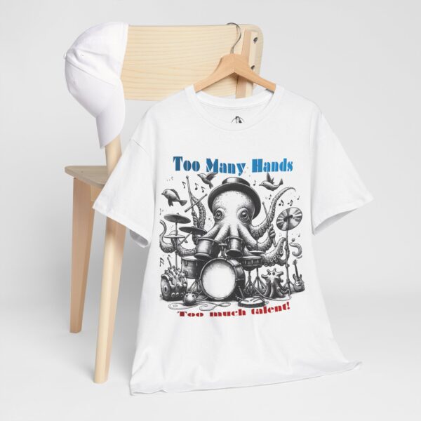 Octopus playing drums Graphic Unisex Heavy Cotton Tee, Nautical Shirt, Sea Creature Apparel