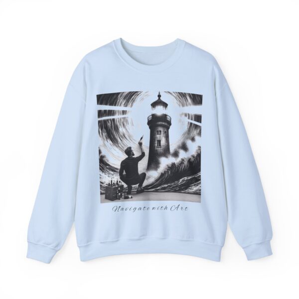 Lighthouse Art Crewneck Sweatshirt, Navigate with Art Gift, Unisex Sweatshirt for Artists, Cozy Casual Style, Ocean Lover Apparel