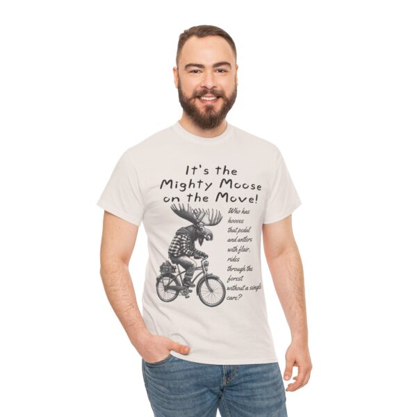 Mighty Moose Cycling Tee, Fun Unisex T-Shirt, Gift for Nature Lovers, Cool Animal Print Tee, Funny Moose Graphic Shirt - Image 3