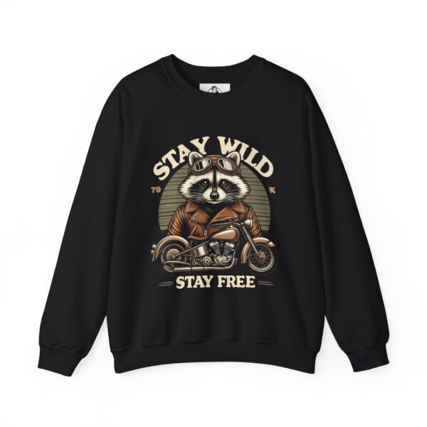 Stay Wild Raccoon Sweatshirt - Unisex Heavy Blend Crewneck, Perfect for Nature Lovers, Gift for Motorcycle Enthusiasts, Cozy Fashion - Image 8