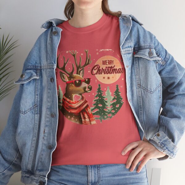 Merry Christmas Deer Tee, Unisex Heavy Cotton Tee, Holiday T-Shirt, Christmas Gift, Festive Apparel - Image 4