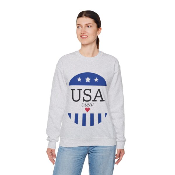USA Crew Sweatshirt - Patriotic American Flag Design, Fourth of July Gift, Graphic T-shirt - Image 2