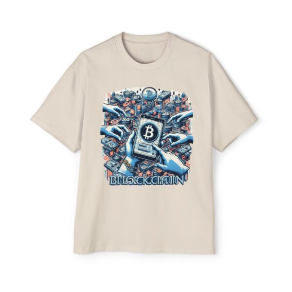 Bitcoin Block Chain Oversized Tee, Crypto Shirt, Gift for Men, Streetwear Fashion, Tech Enthusiast Apparel, Unique Graphic Tee - Image 3