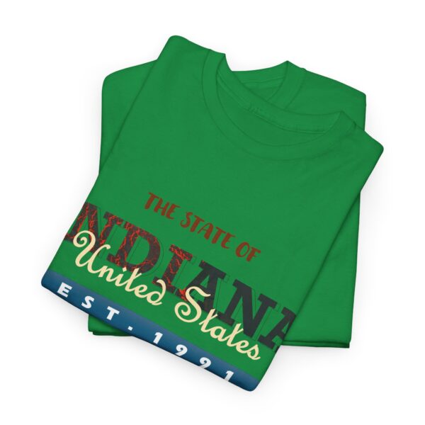 Indiana State Heavy Cotton Tee, Unisex Green T-Shirt for College, Gift, Travel, Vintage Style, Casual Wear - Image 4