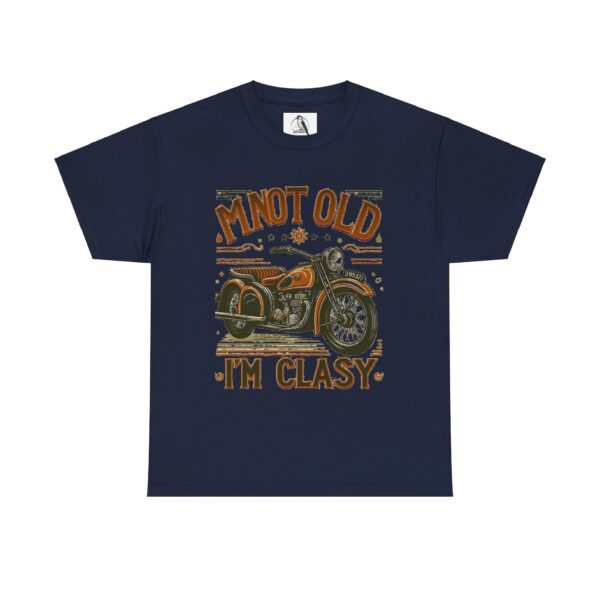 Vintage Motorcycle Tee - Not Old I am Clasy, Funny Gift for Bikers, Unisex Cotton T-Shirt for Birthdays, Father's Day, Casual Wear - Image 4