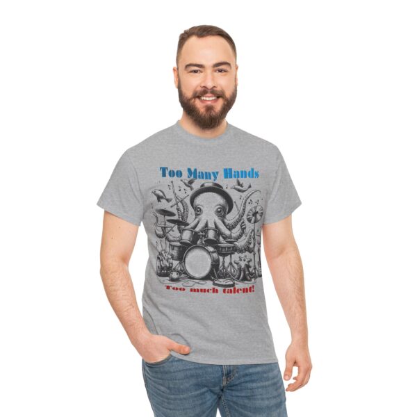 Octopus playing drums Graphic Unisex Heavy Cotton Tee, Nautical Shirt, Sea Creature Apparel - Image 7