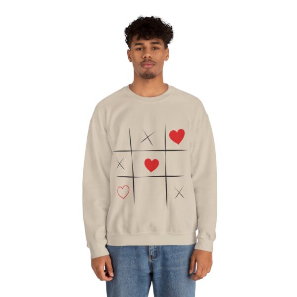 Tic Tac Toe Heart Sweatshirt, Valentines Day Gift, Kids Playful Sweat, Unisex Crewneck Pullover - Image 3