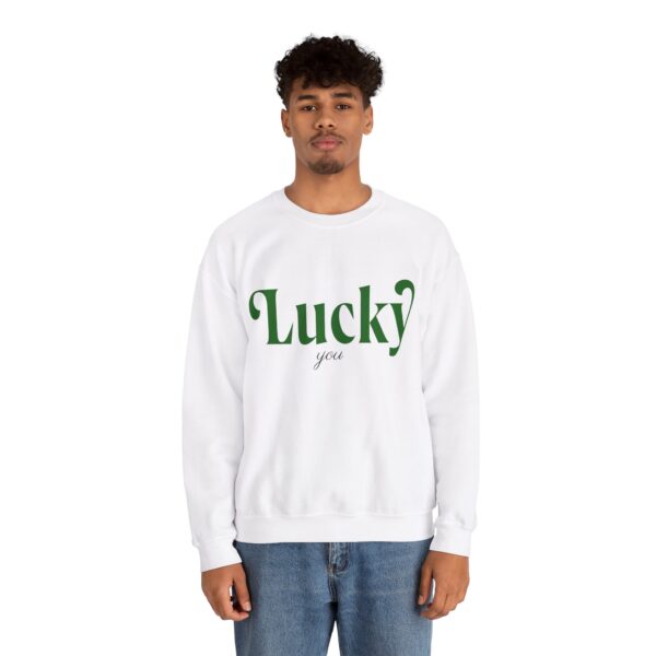 Lucky You Unisex Heavy Blend Crewneck Sweatshirt, for St. Patrick's Day, Charm Apparel, Graphic t-shirt - Image 3