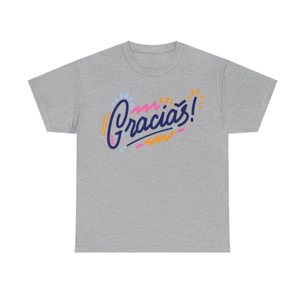 Colorful Gracias Unisex Heavy Cotton Tee, Vibrant Appreciation Shirt for Friends, Casual Wear, Fun Celebration