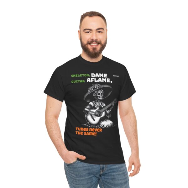 Skeleton Guitarist Unisex Tee, Halloween Shirt, Music Lover Gift, Día de los Muertos Fun, Casual Graphic Tee - Image 5