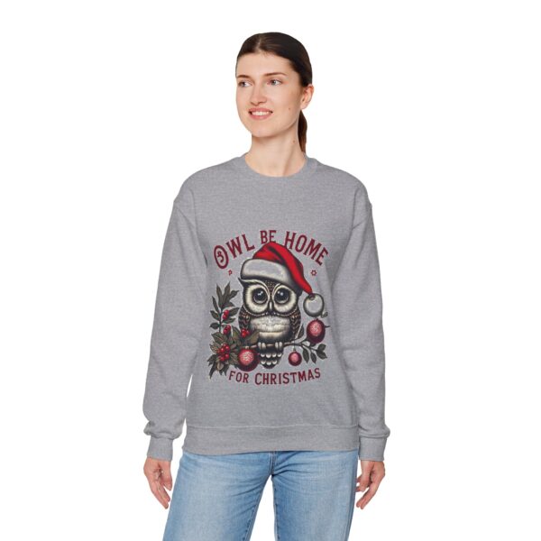 Owl Be Home for Christmas Crewneck Sweatshirt, Cozy Holiday Sweatshirt, Unisex Christmas Crew - Image 5