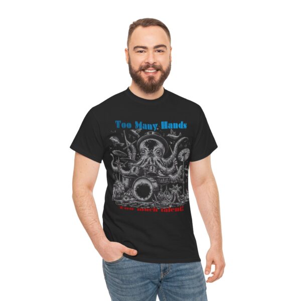 Octopus playing drums Graphic Unisex Heavy Cotton Tee, Nautical Shirt, Sea Creature Apparel - Image 2