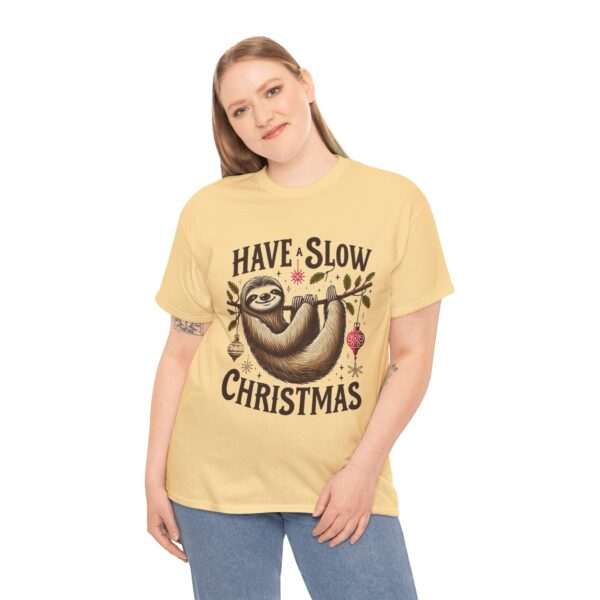 Sloth Christmas Tee - Have a Slow Christmas Shirt, Holiday Gift, Cozy Casual Wear, Animal Tee - Image 5